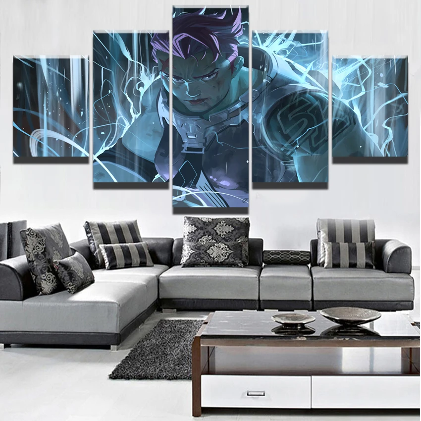 

5 Panel Game Poster Home Decorative Overwatch Zarya Wall Decor Canvas Picture Art HD Print Painting On Canvas For Living Room
