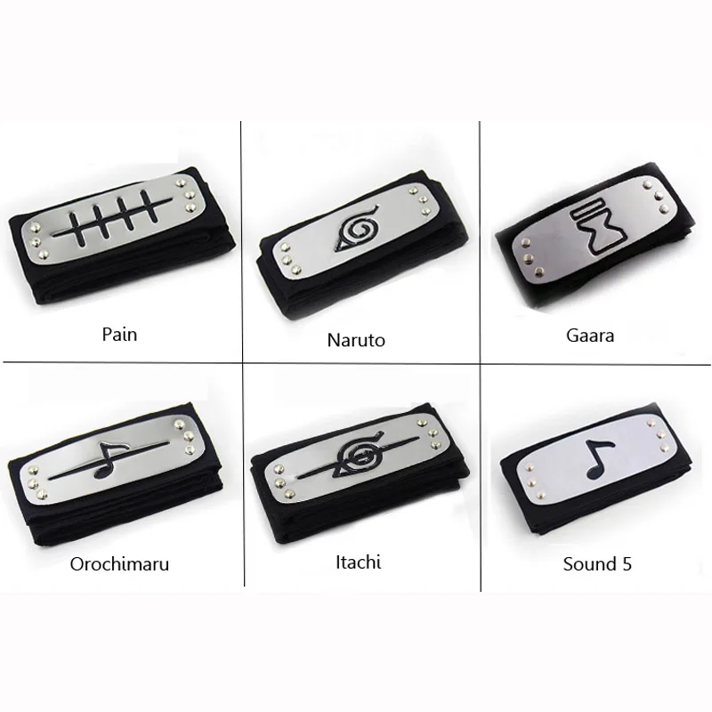 Naruto Headband Anime Cosplay PU Cool Headwear Pain Gaara Orochimaru