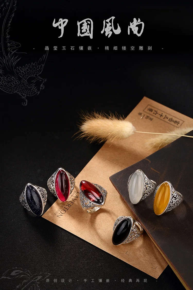 Лидер продаж г. Настоящее стерлингового серебра 925 Vintage Кольцо для женщин ручной работы натуральный камень кольцо изящных ювелирных изделий для подарок на день рождения AJ