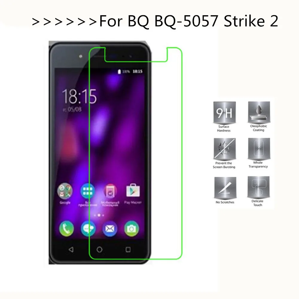 

For BQ Mobile BQS-5057 Strike 2 Tempered Glass Screen Protector 2.5 9h Safety Protective Film on BQS 5057 Strike2 BQ-5057