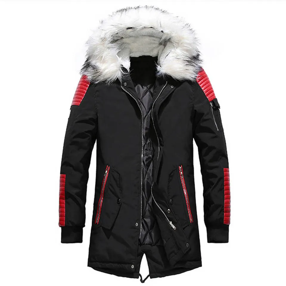 Брендовая новая зимняя куртка для мужчин, утолщенные теплые парки, Повседневная Длинная Верхняя одежда, куртки и пальто с капюшоном и воротником для мужчин, Veste Homme