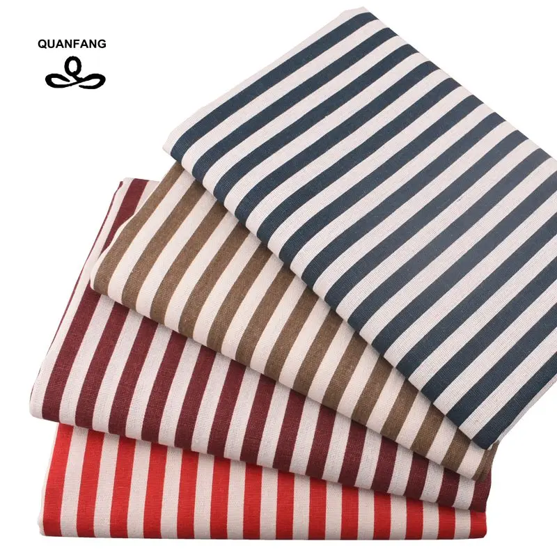 

QUANFANG Stripe Series , Printed Cotton Linen Fabric For Patchwork Quilting, Sewing, DIY, Sofa/Table, Cloth Furniture Half meter