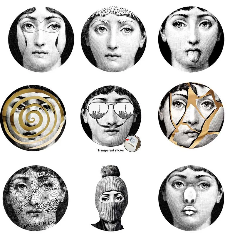 Fornasetti дизайнерские обои 9 шт Милан прозрачные наклейки для украшения гостиной пять размеров - Цвет: 3