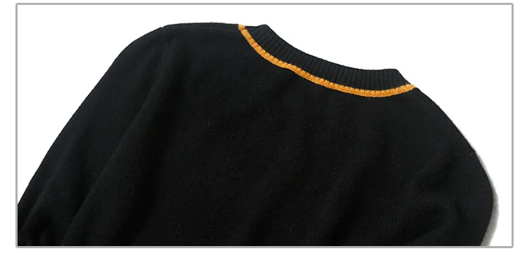 Veydu Модный женский весенне-Зимний пуловер с круглым вырезом и длинным рукавом, с цветным блоком, Повседневный Кардиган, черный женский джемпер, топы