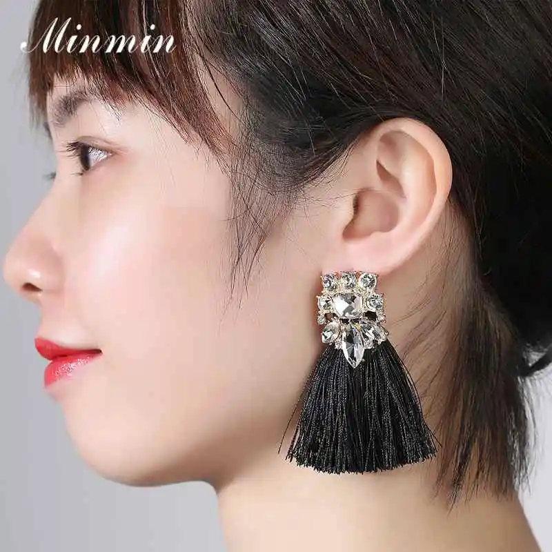 Minmin Vintage Bohemian Long Drop Tassel Earrings for Women Statement Ethnic Fringe Dangle Earrings Fashion Jewelry 2019 EH1488