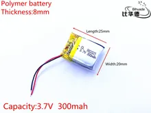 Liter energy battery 3.7V 300mAh 802025 PLIB polymer lithium ion / Li-ion battery for dvr GPS mp4 mp3