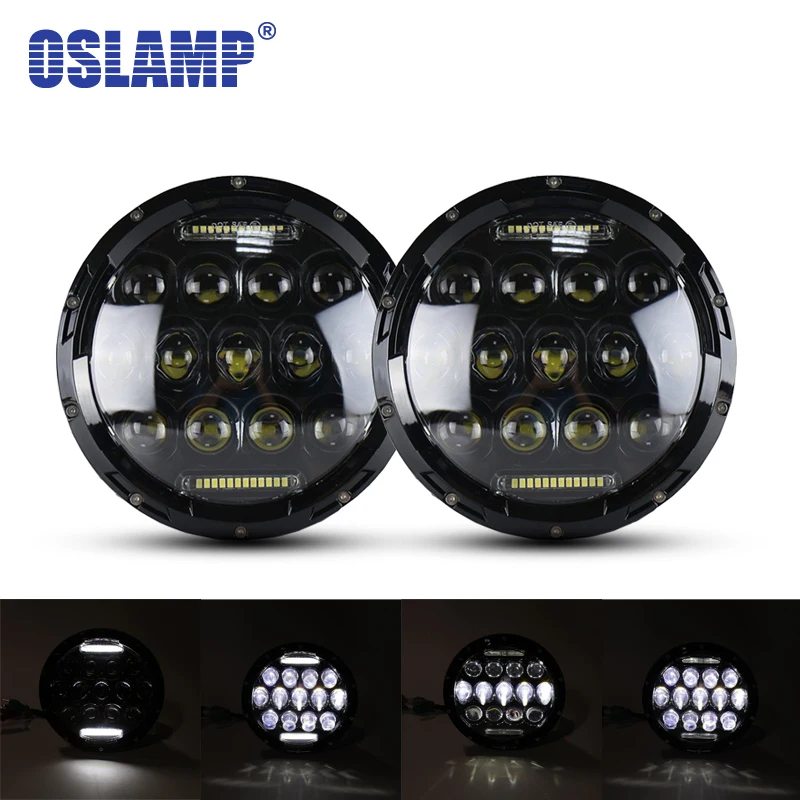 

Oslamp 2pcs 7inch 75W Hi-Lo Beam LED Headlight Bulb + 12V Truck Headlamp H4/H13 Led Driving Light for JEEP/Hummer/Land Rover