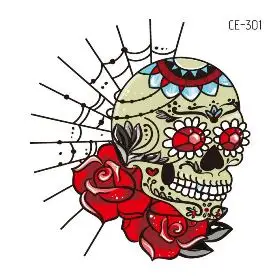 Rocooart, наклейки на тату с черепом, стиль Катрина, Временные татуировки, водостойкие, поддельные тату для детей, забавные скелетоны, тату, руки, лицо - Цвет: CE-301