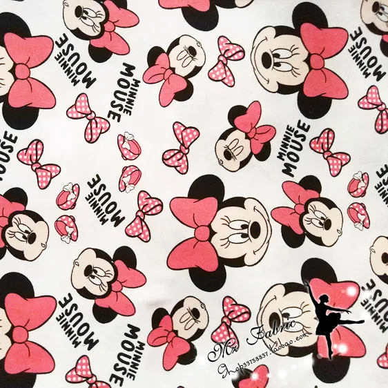 

145cm Width Minnie Mouse Print Cream Artificial Cotton Fabric for Girl Clothes Hometextile Cushion Cover Sewing-BK458