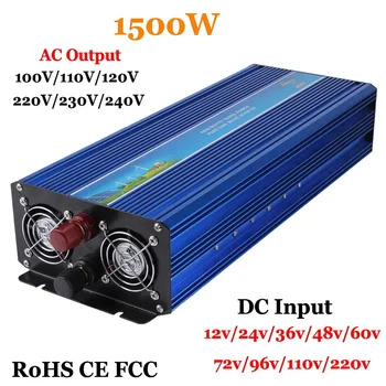 

1500W 12/24/36/48/DC to 110V/220VAC Off Grid Pure Sine Wave Single Phase Solar or Wind Power Inverter, Surge Power 3000W