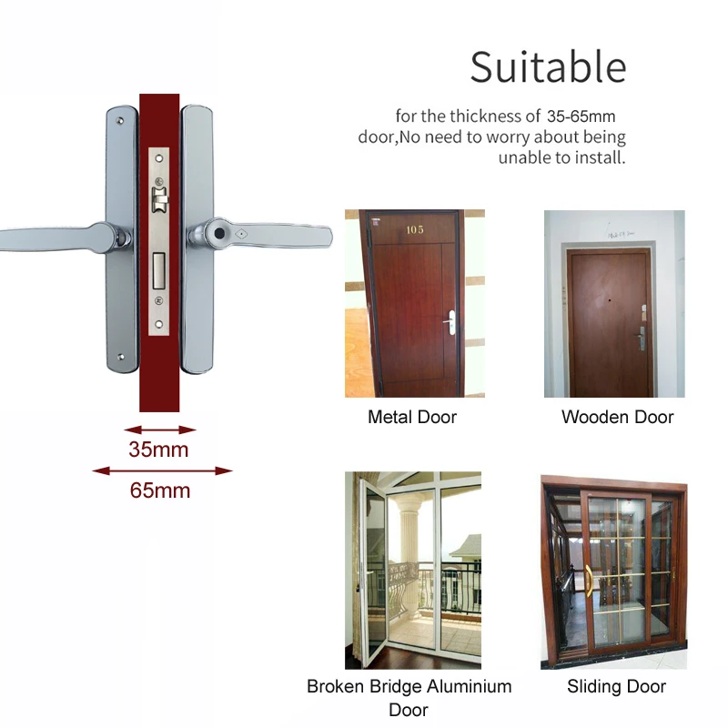 RAYKUBE отпечатков пальцев Дверной замок биометрический умный дверной замок с IC картой врезной замок для разбитого моста Раздвижные Двери Универсальные