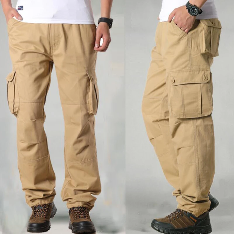 Летние мужские брюки-карго, повседневные, с несколькими карманами, военные, тактические брюки, мужская верхняя одежда, уличная одежда, армейские прямые брюки, длинные брюки