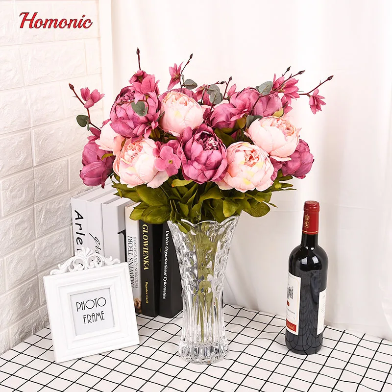 

Fake Flowers Vintage Artificial Peony Silk Flowers Wedding Home Decoration silk peony flowers bouquet 2017 NEW wholesale P25