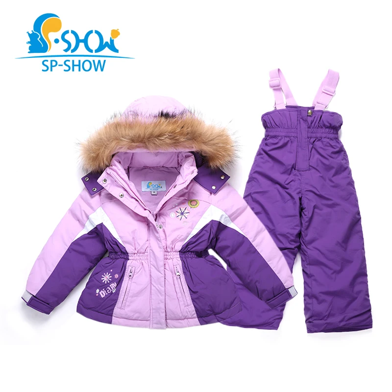 

FREE Soft Scarf -30 degrees SP-SHOW Winter 90% White down coats Clothing sets hooded two-piece suit with high collar zip 3-7 Age