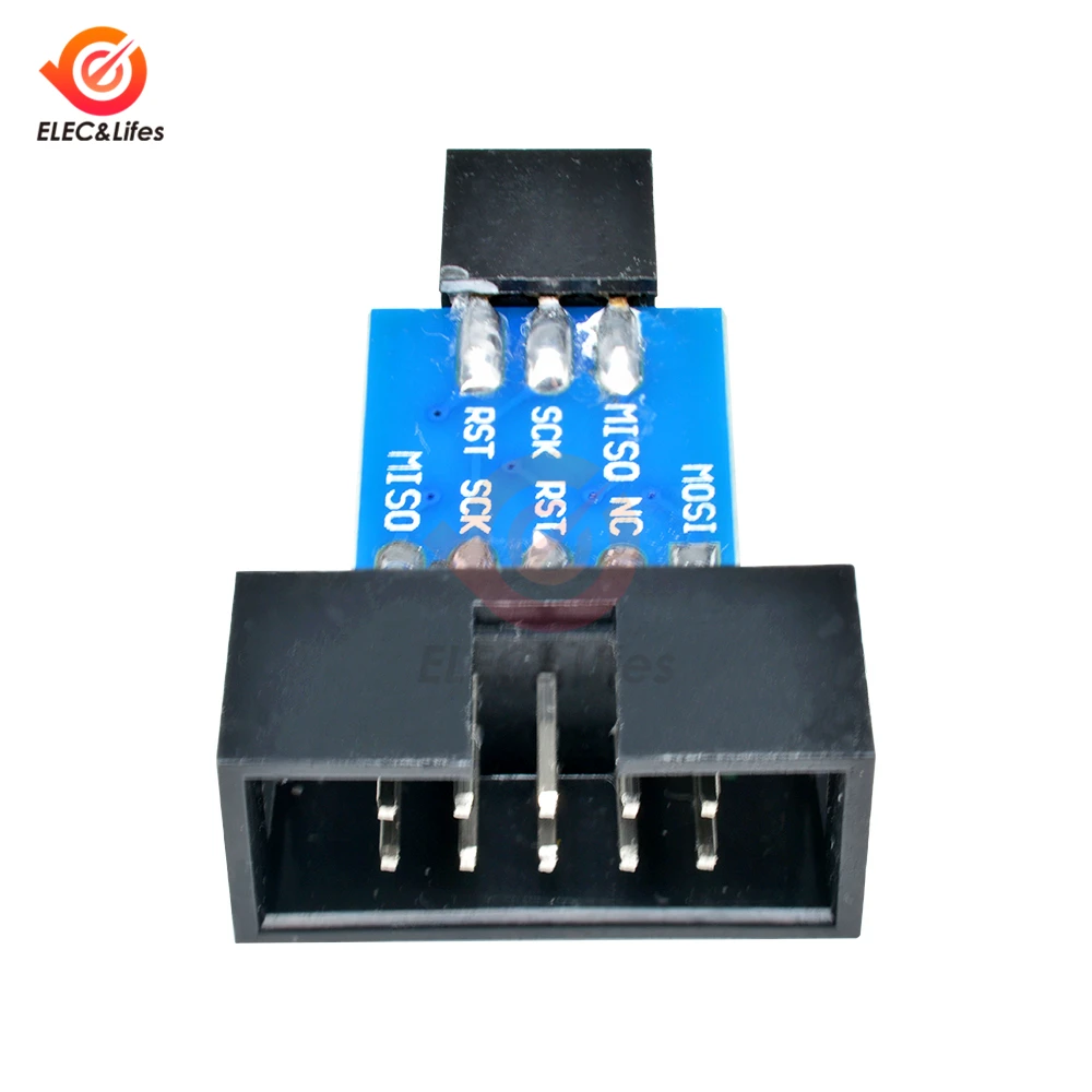 10 Pin до 6 Pin плата адаптера контактный разъем для AVRISP MKII USBASP STK500 AVR ISP плата преобразователя 10 Pin до 6 Pin черный/синий