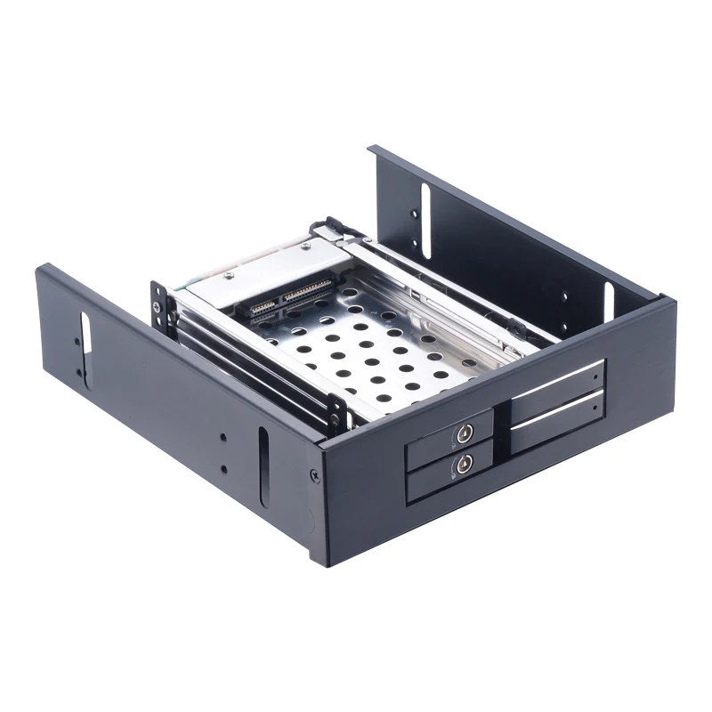 Uneatop 2.5in dual bay aluminum hard rack sata hdd docking station enclosure to 5.25 PC bay SSD