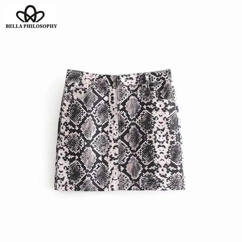 Wonder 2018 autumn vintage snake skin print slimming pencil skirt faldas mujer ladies chic high street wear zipper mini skirts