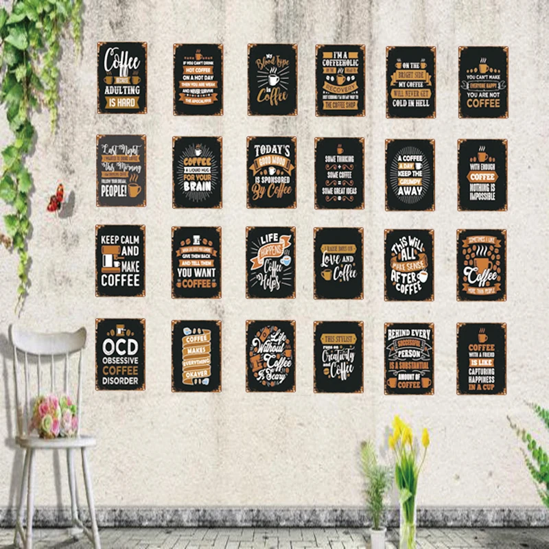 

Coffee sign Shabby Chic Vintage Style Kitchen Sign Retro Bar Cafe Shop Home Metal Wall Art Decor 30X20CM SA-4717