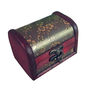 

Portable Retro Antique Style Jewelery Box in wood with Flower Relief, Red