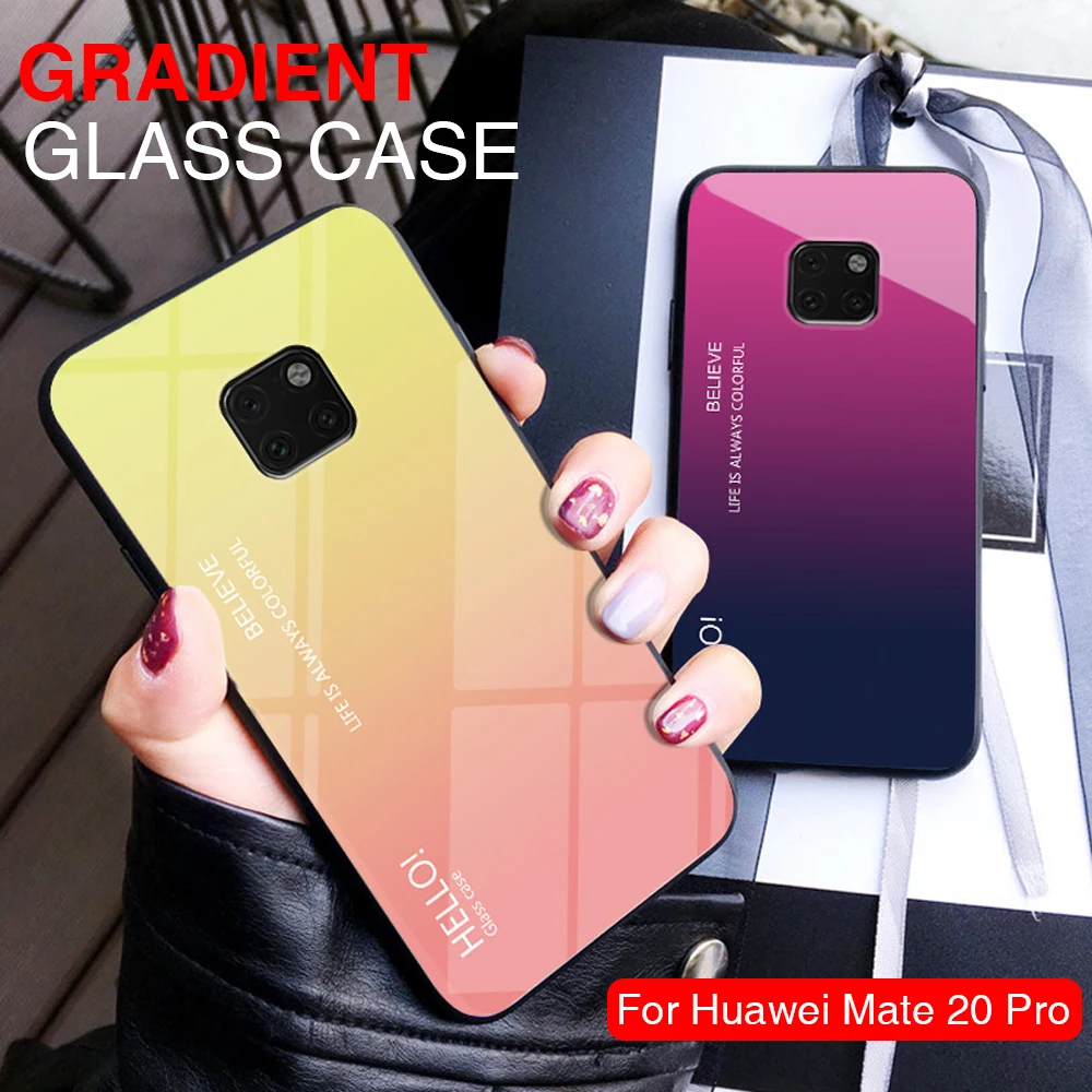 

Gradient Tempered Glass Case For Huawei Mate 20 Pro Case Silicone Cover For Honor 8X Max Mate 10 Lite Pro Case Tempered Coque