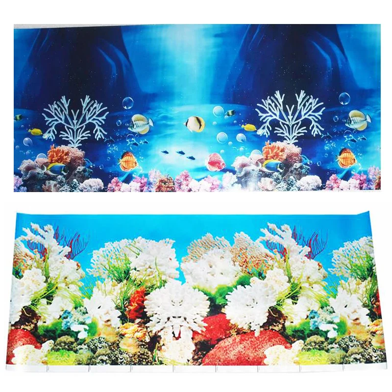 1Pcs 30*100cm Aquarium Background Fish Tank Wallpaper Sticker Decoration Aquario Double sided PC