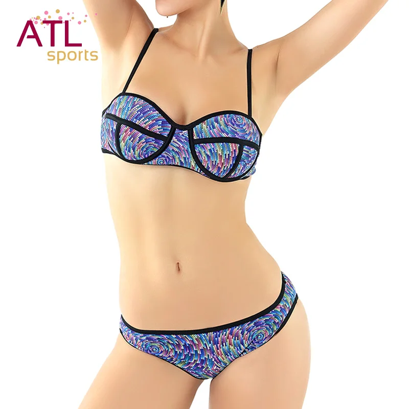 

Bohemia Sexy Push Up Swimwear Female Biquini Bandeau Bikini Set 2016 Bikinis Women Swimsuit Retro Bathing Suit Funny Swimsuits