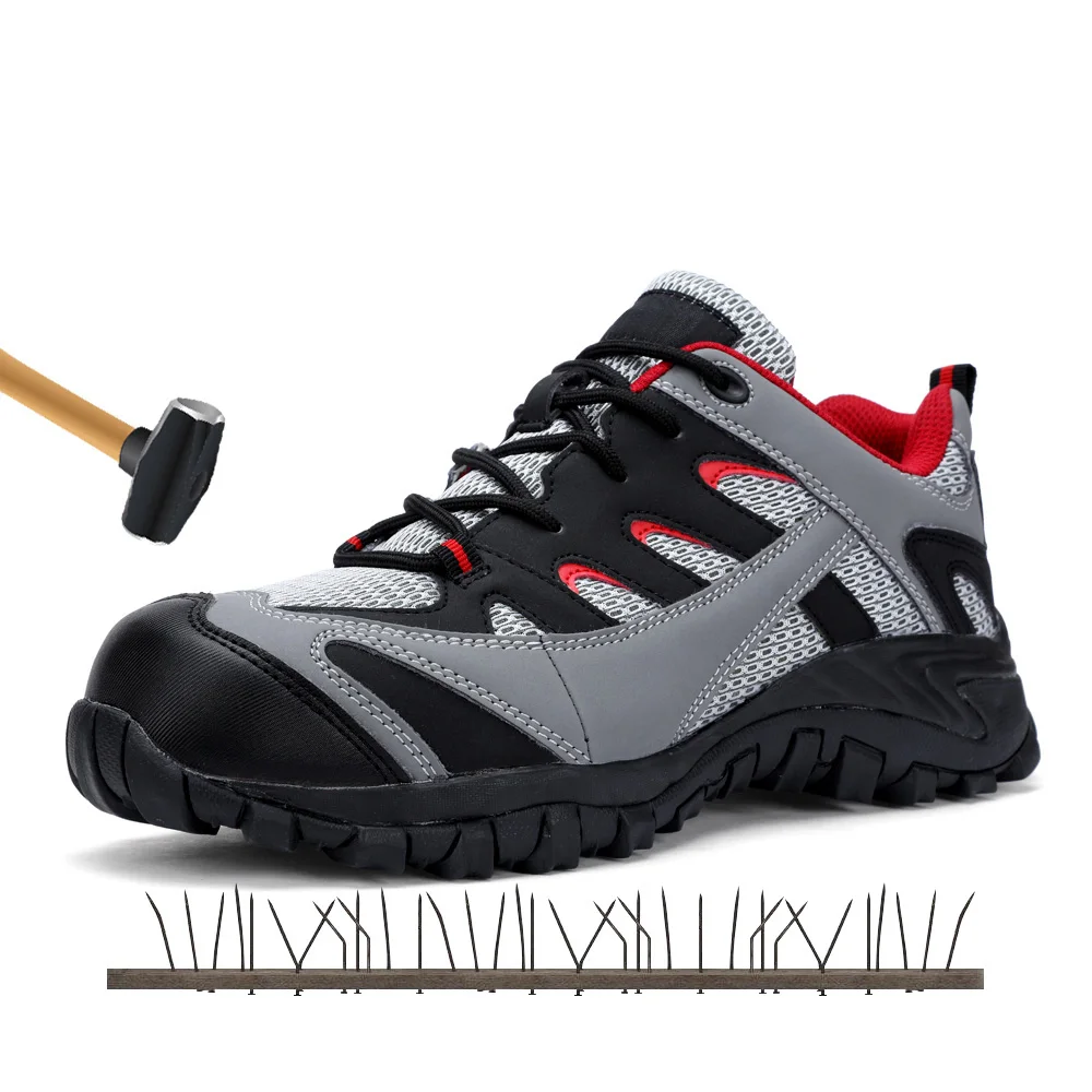 

Outdoor Anti-smashing Steel Toe Cap Work Safety Boots Shoes Men Fashion Safety Footwear Breathable Lining Mesh Sneaker