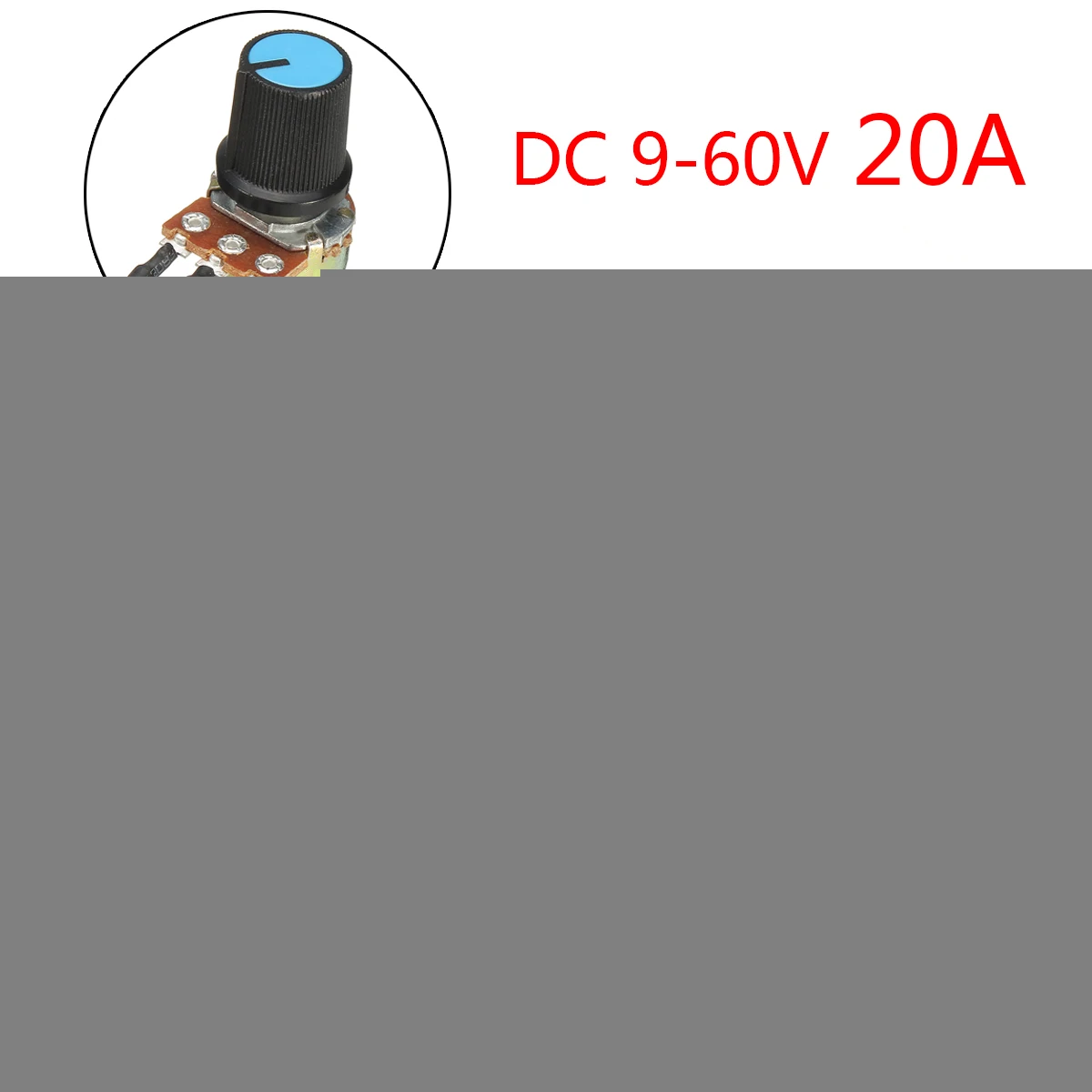 

DC 9V-60V 20A Width Modulator PWM Motor Speed Dimmer Controller Switch Pulse Adjust Speed Regulator Shell & Connective Label
