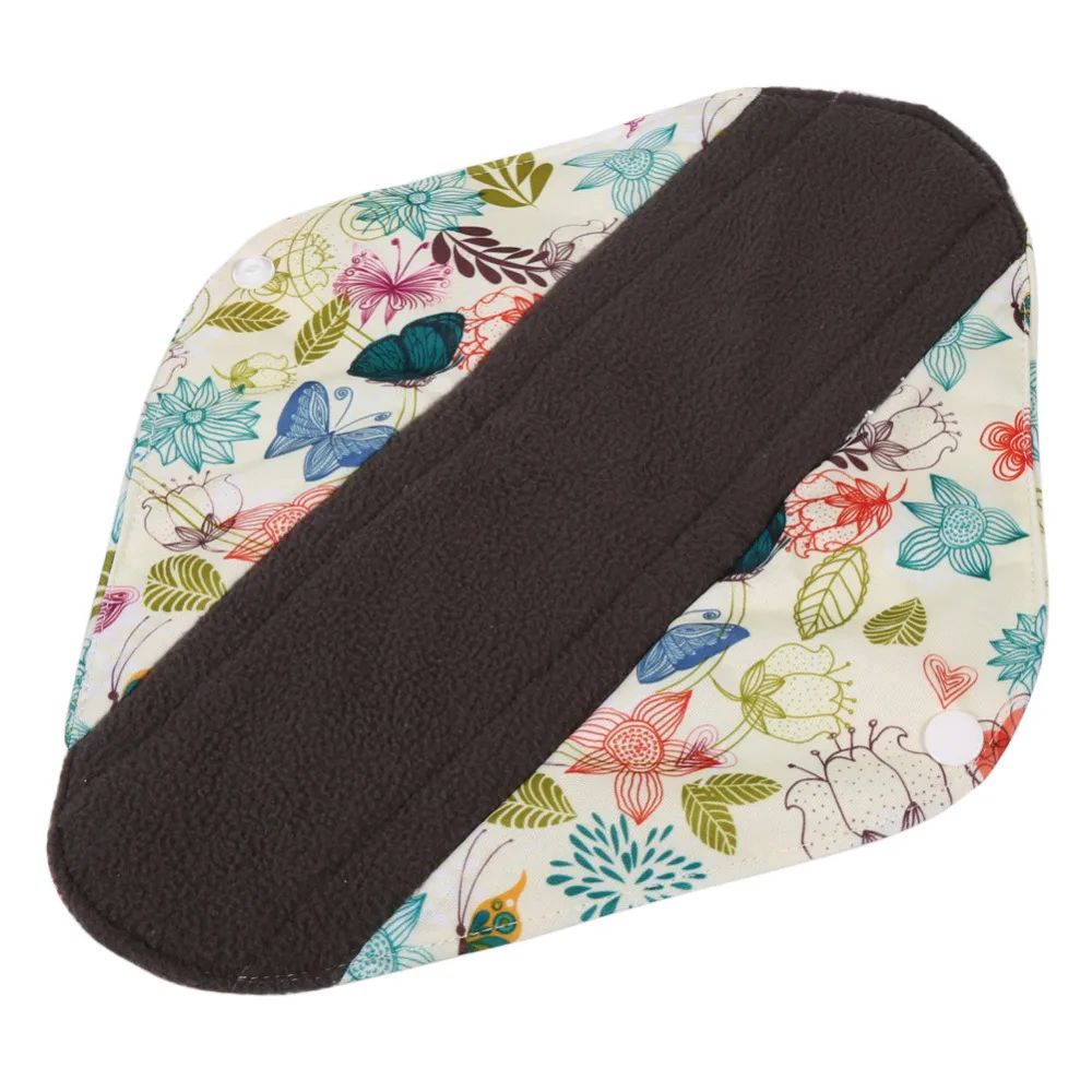 1PC Charcoal Bamboo Cloth Pads Reusable Washable Menstrual Pads