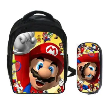 

2PCS/SET Anime Sonic Super Mario Backpack Students School Bags Boys Girls Daily Backpacks Children Bag Kids Best Gift Backpack