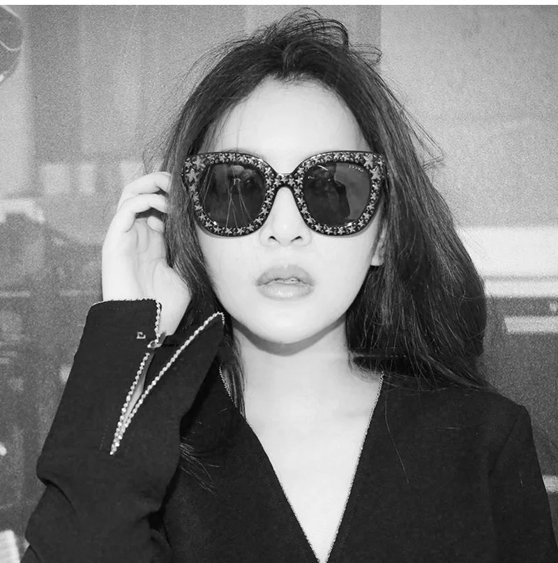 

Cat's Eye Sunglasses with Star Patterns, Fashion Trend Sunglasses, Transparent Ocean Color Sunglasses women sunglasses