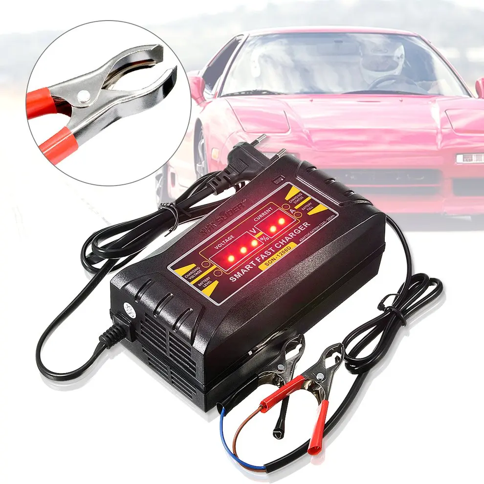 

12V 6A Cars Vehicles Motorcycles Lead-Acid Battery Smart Fast Battery Charger LCD Intelligent Display Charger