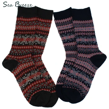 

Sea Breeze Brand 2 pairs Spring new High Quality cotton Fashion Japanese Retro women men sock Nation Wild geometry socks
