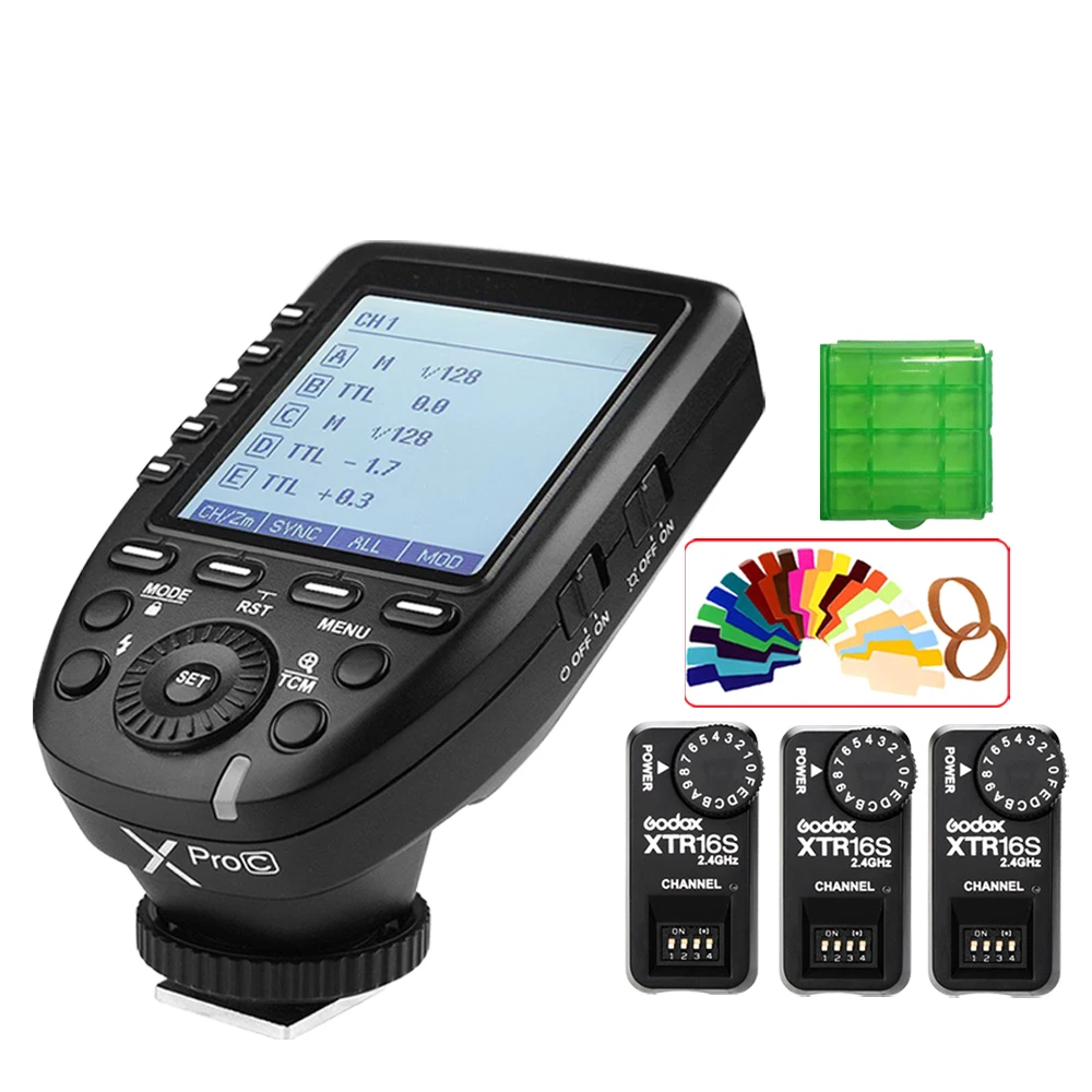 

Godox XPro-C Flash Trigger Transmitter with E-TTL II 2.4G Wireless X System HSS LCD Screen +3pcs XTR-16S Receiver for Canon DSLR