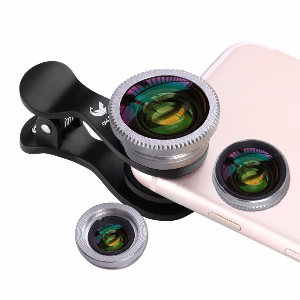 OldShark S1 Clip On 180 Degree Fisheye Lens+10X Macro Lens+0.65X Wide