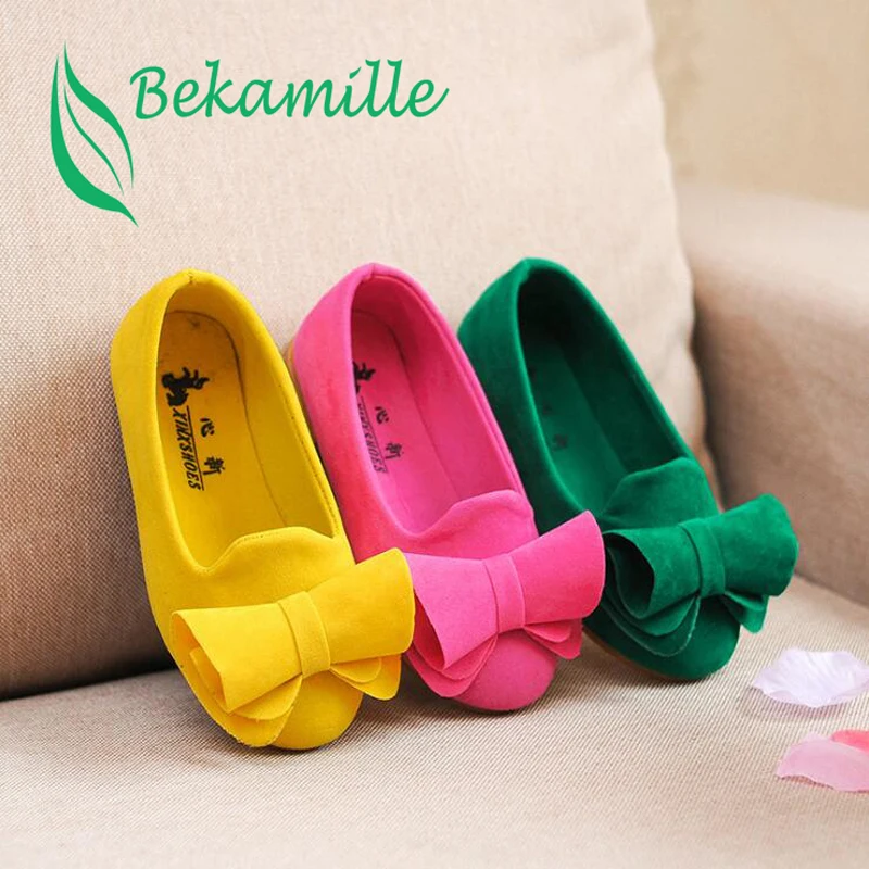 Bekamille حار 2018 أطفال الربيع الخريف الفتيات الإناث الأحذية واحدة أميرة أحذية الأطفال عارضة طفل القوس أحذية الحجم 21-36