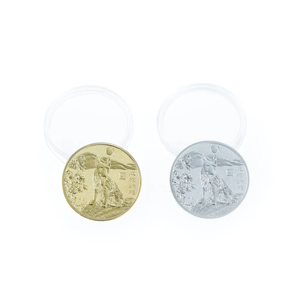 Commemorative Souvenir 2018 Puppy Dog Golden Silver Coin Collectibles Gift Decoration Fashion Drop ship