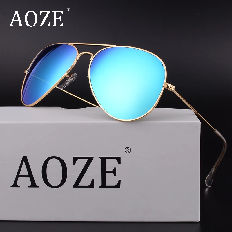 

Fashion Brand design men women driving glass lens sunglasses 58mm 3025 Mirror oculos Gafas G15 H2O Blue sun glasses rays