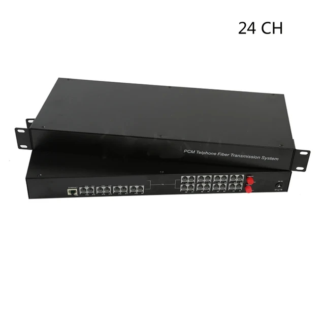 24 Channel PCM Voice Telephone Fiber Optical Media Converters with 10/100M FC