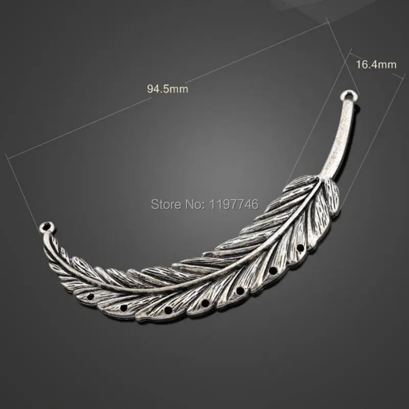 

Large Pendant Classical Large Antique Silver Or Bronze Tone Feather Leaf Leaves Connector Charms For Bracelets Women DIY Jewelry