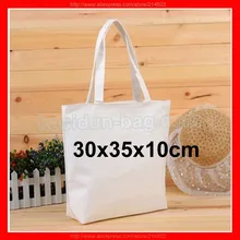 500 шт./лот) Размер 30 х 35 х 10 см пользовательские пустой белая Брезентовая сумка для покупок с логотипом
