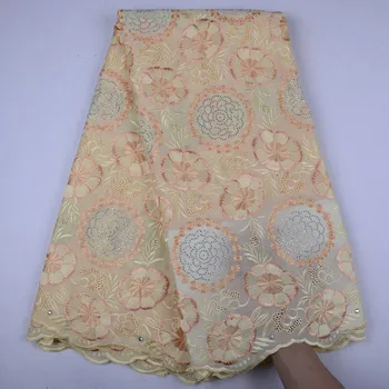 

Gold African Lace Fabric 2019 High Quality Swiss Voile Lace In Switzerland African Cotton Lace Fabric For Women Dresses Y1517
