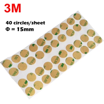 Diameter=15mm, Super Thin 0.05mm thick, 3M Double Sided Adhesive Round Sticker for paper Metal Glass, etc. 2 sheets (80 circles) 1