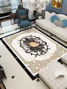 

European Style Living Room Carpet Sofa Coffee Table Mat Marble Pattern Bedroom Bedside Home Rectangular Rug