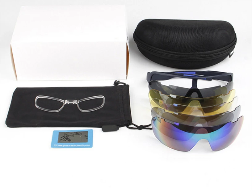 Поляризованные велосипедные солнцезащитные очки TR90 с 5 линзами, солнечные очки для шоссейного велоспорта, спортивные очки для верховой езды, велосипедные очки с оптической оправой черного цвета