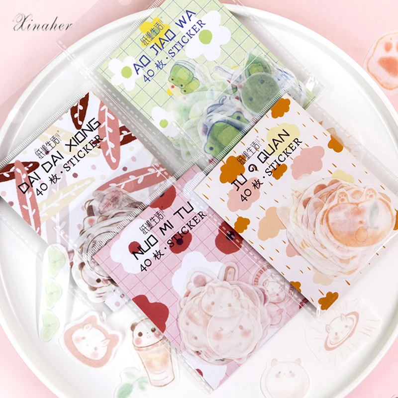 

XINAHER 40 pcs/lot Cute animals panda frog paper sticker package DIY diary decoration sticker album scrapbooking