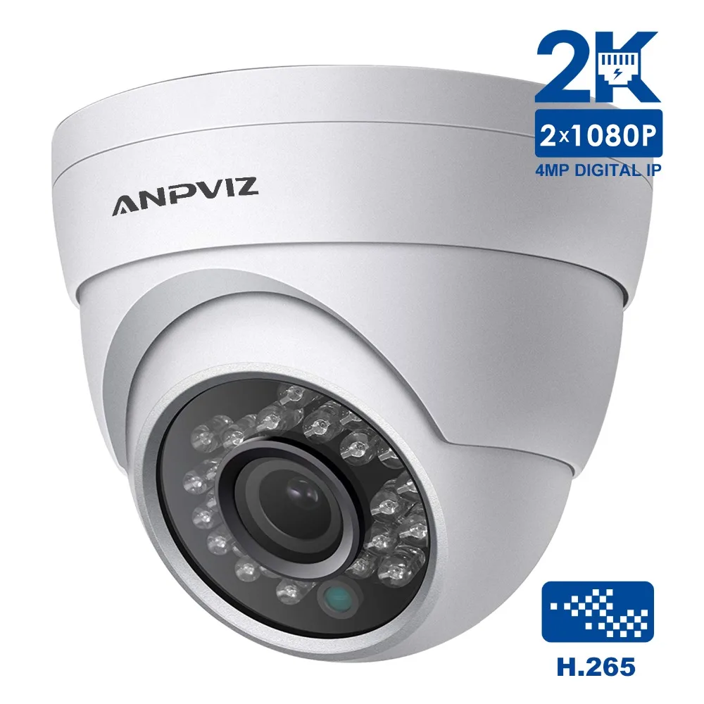 

Anpviz 4MP Outdoor Video Surveillance Camera Onvif PoE Security IP Camera Turret CCTV Home Night vision H.265 P2P Support