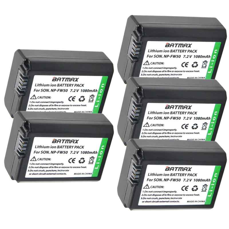 Батарея NPFW50 NP FW50 5 шт. аккумулятор для Sony NEX 7 A33 A55 A37 A3000 A5000 A5100 A6000 A6300 A7000 SLT A55|np fw50|np