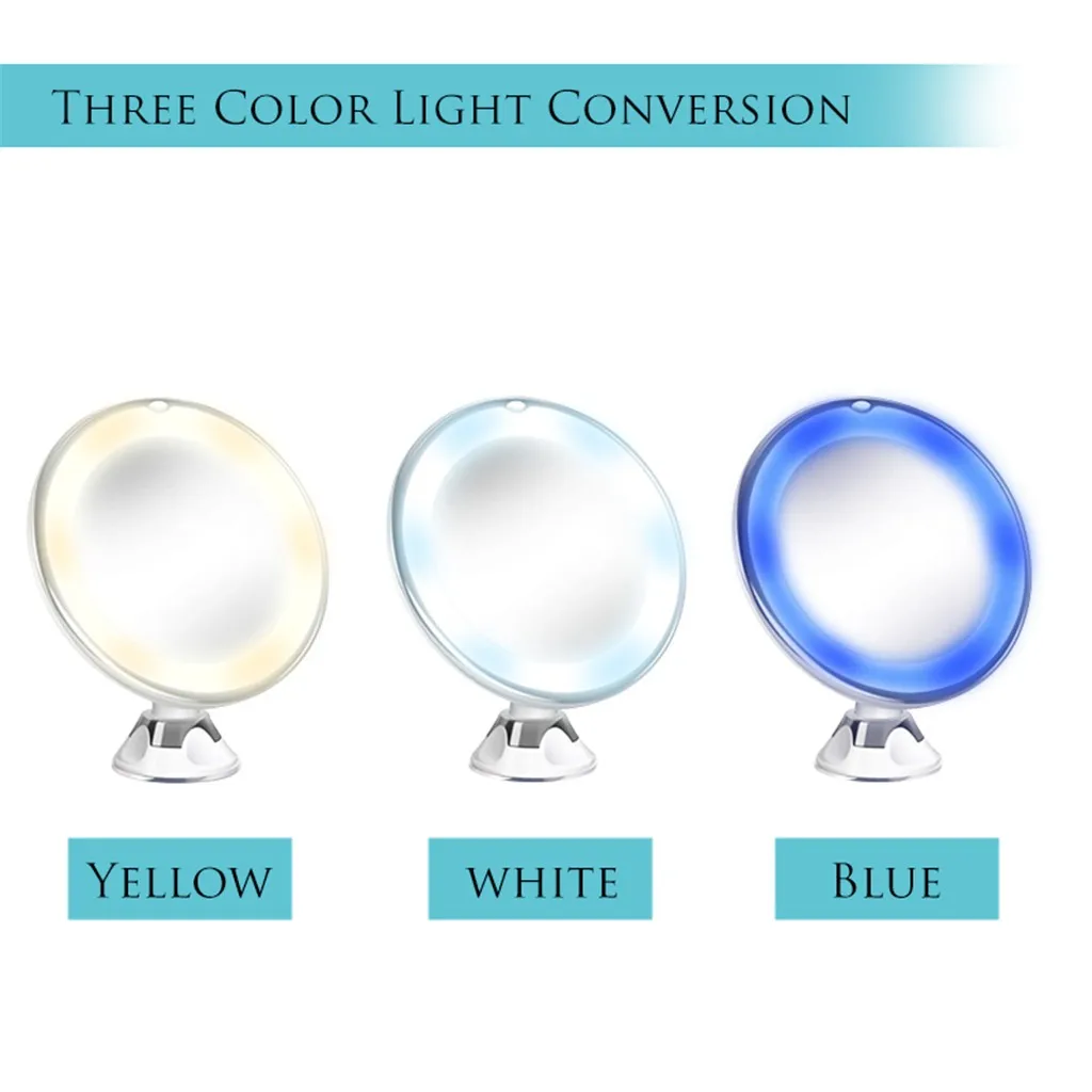 

Flexible Mirror Lighted 10X Magnifying Makeup Mirror Power Locking Suction Cup Magnifying Glass Suction Makeup Mirror