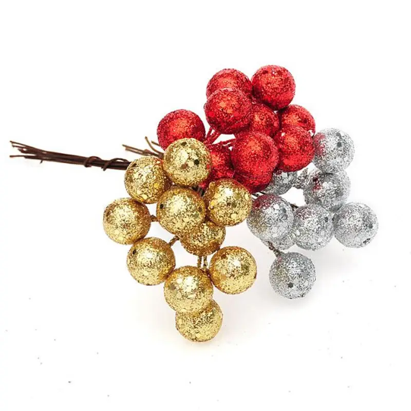 10 шт./лот, красные, серебристые, золотые подвесные шары для рождественской елки, подвесные шары с фруктовым шаром, вечерние украшения для рождественских праздников